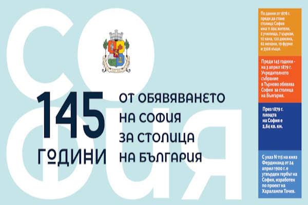 Столичната община отбелязва 145 години от обявяването на София за столица на България с изложби, концерти, исторически маршрути и филмов фестивал
