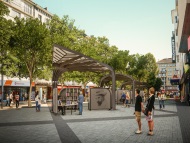 Започна поставянето на ново градско обзавеждане на площад „Славейков“