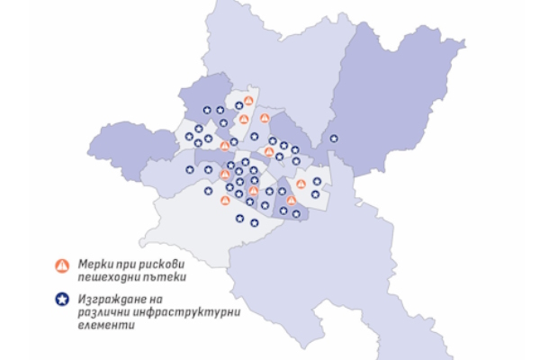 Столичната община изпълнява допълнителни мерки за обезопасяване на рискови пешеходни пътеки